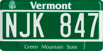 VT license plate NJK847