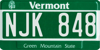 VT license plate NJK848