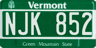 VT license plate NJK852