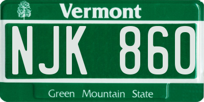 VT license plate NJK860