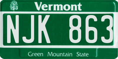 VT license plate NJK863