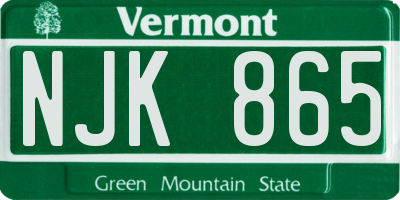 VT license plate NJK865