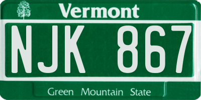 VT license plate NJK867