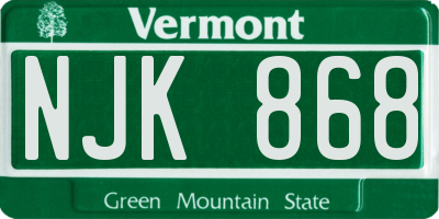 VT license plate NJK868