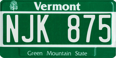 VT license plate NJK875