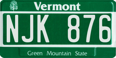 VT license plate NJK876