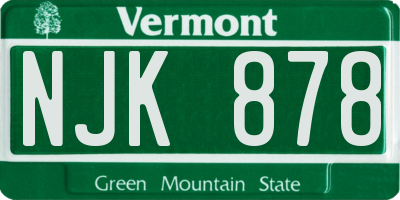 VT license plate NJK878