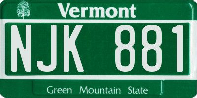 VT license plate NJK881