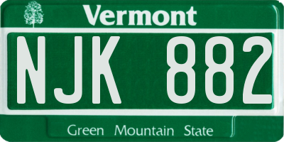 VT license plate NJK882