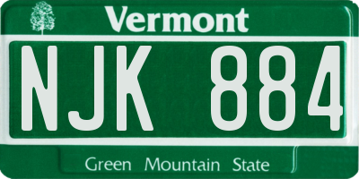 VT license plate NJK884