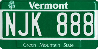 VT license plate NJK888