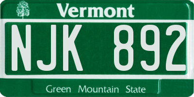 VT license plate NJK892