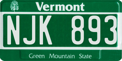 VT license plate NJK893