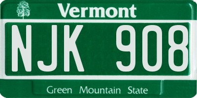 VT license plate NJK908