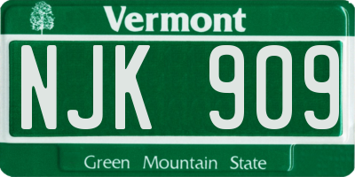 VT license plate NJK909