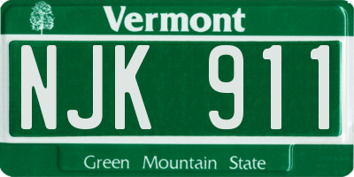 VT license plate NJK911