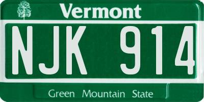VT license plate NJK914