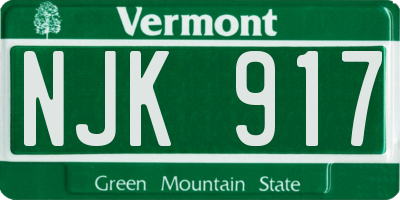 VT license plate NJK917