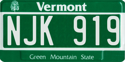VT license plate NJK919