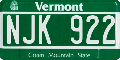 VT license plate NJK922