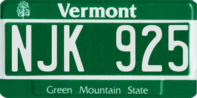 VT license plate NJK925