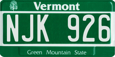 VT license plate NJK926