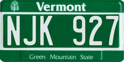 VT license plate NJK927