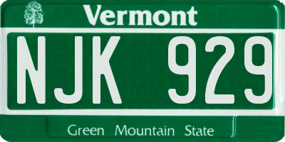 VT license plate NJK929