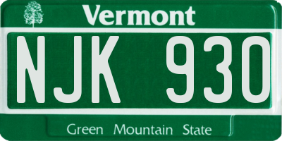 VT license plate NJK930