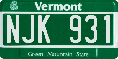 VT license plate NJK931