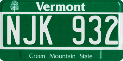 VT license plate NJK932