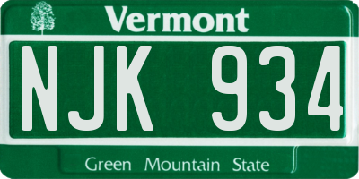 VT license plate NJK934
