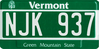 VT license plate NJK937
