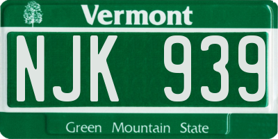 VT license plate NJK939