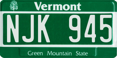 VT license plate NJK945