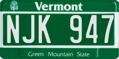 VT license plate NJK947