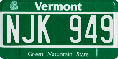 VT license plate NJK949