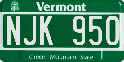 VT license plate NJK950