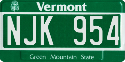 VT license plate NJK954