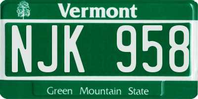 VT license plate NJK958