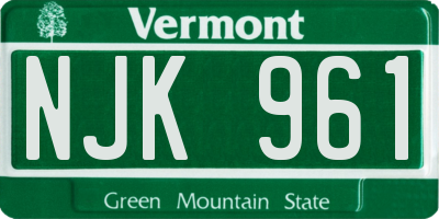 VT license plate NJK961