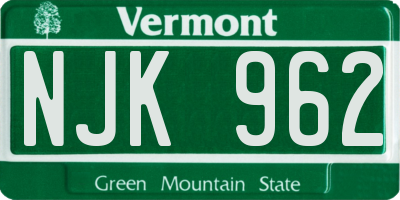 VT license plate NJK962