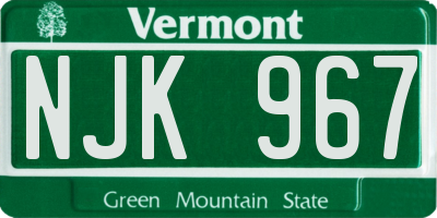 VT license plate NJK967