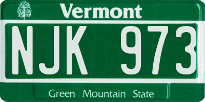VT license plate NJK973