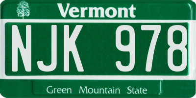 VT license plate NJK978