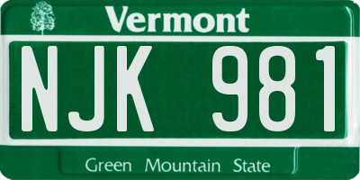 VT license plate NJK981