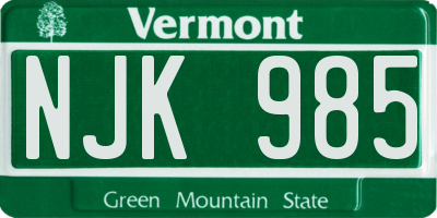 VT license plate NJK985