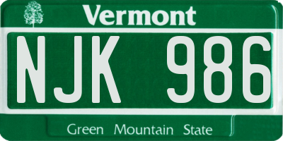 VT license plate NJK986