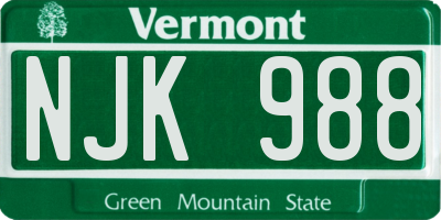 VT license plate NJK988