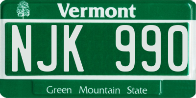 VT license plate NJK990